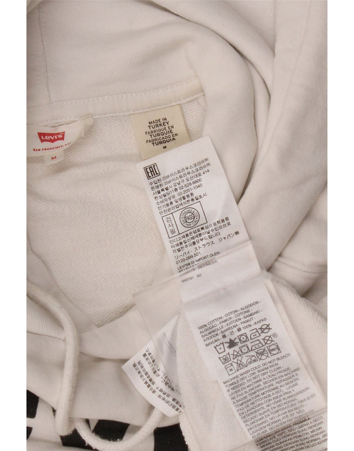 LEVI'S Grafisk hættetrøje til kvinder UK 14 Medium hvid bomuld