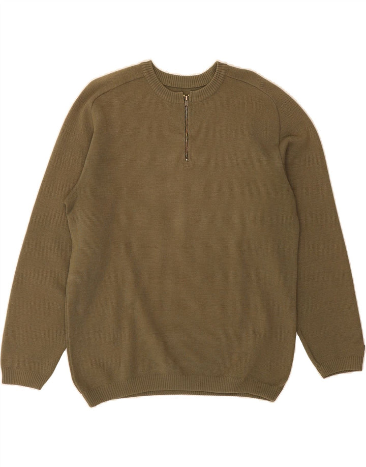 VINTAGE Womens Crew Neck Jumper Sweater UK 14 Large Khaki Vintage Vintage and Second-Hand Vintage from Messina Hembry 