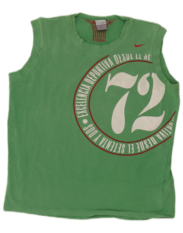 Nike Herre Grafisk Vest Top UK 42/44 Stor Grøn Bomuld