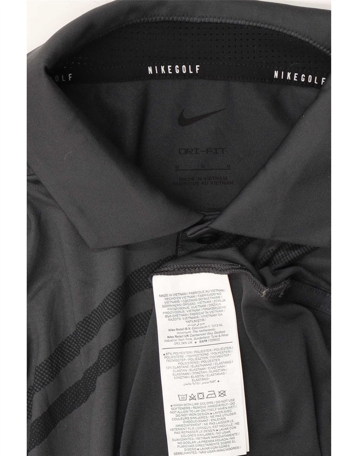 Nike Dri Fit poloshirt til mænd mellemgrå stribet polyester