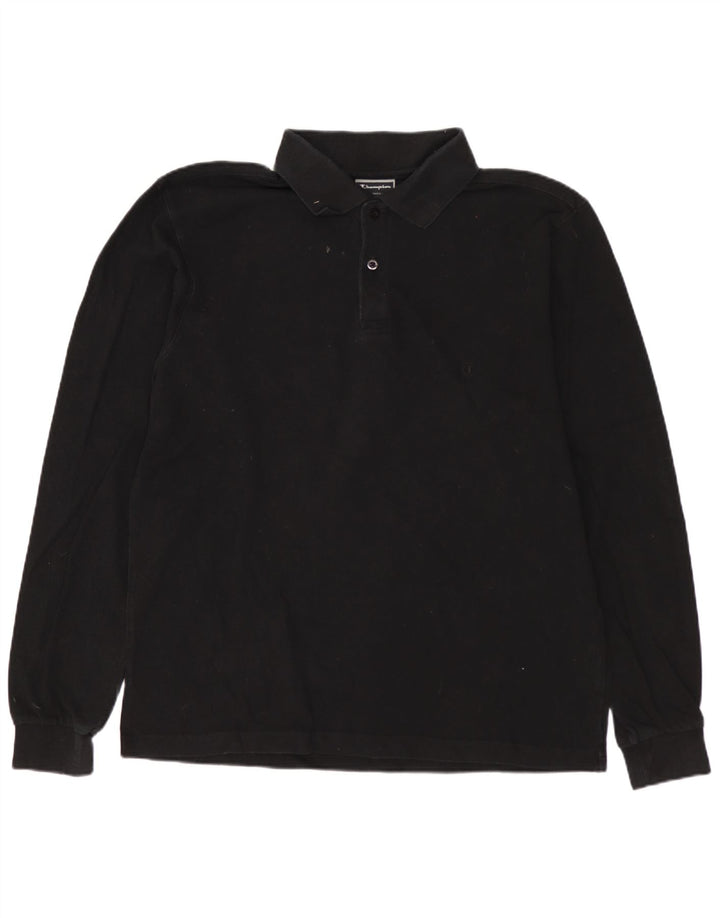 CHAMPION Langærmet poloshirt til mænd Medium sort bomuld