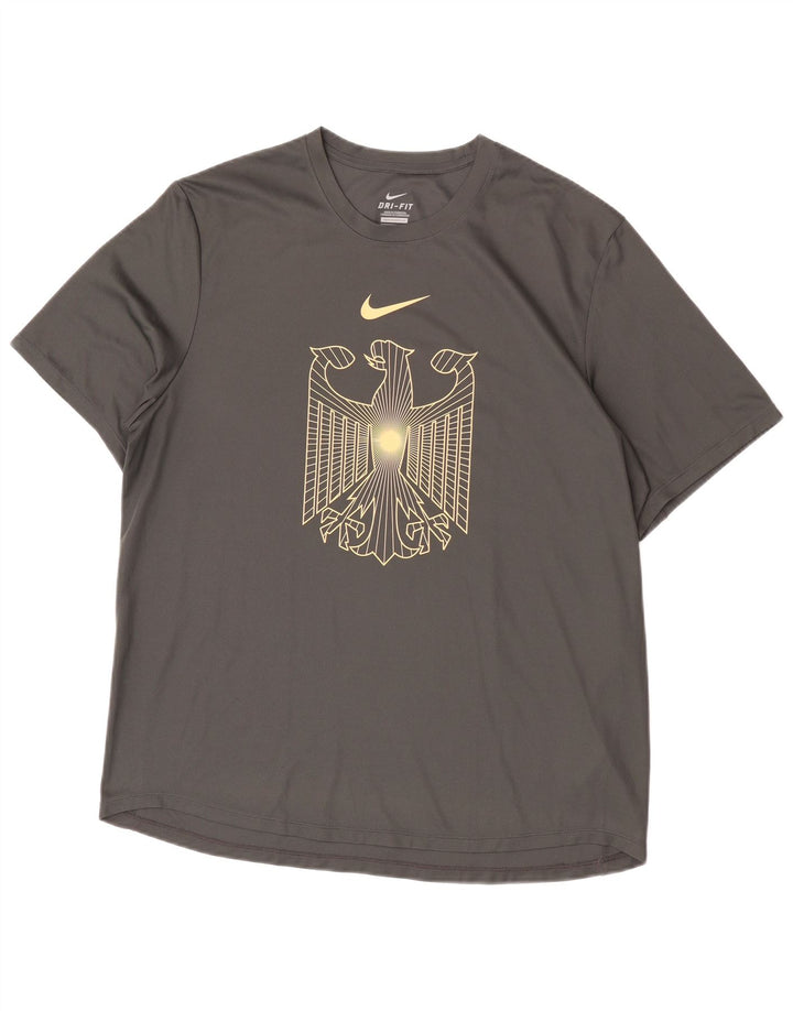 Nike Herre Dri Fit Grafisk T-Shirt Top Stor Grå Polyester