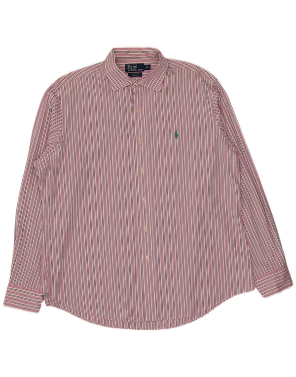 Polo Ralph Lauren Mens Stanton Custom Fit Shirt XL Pink Striped Cotton