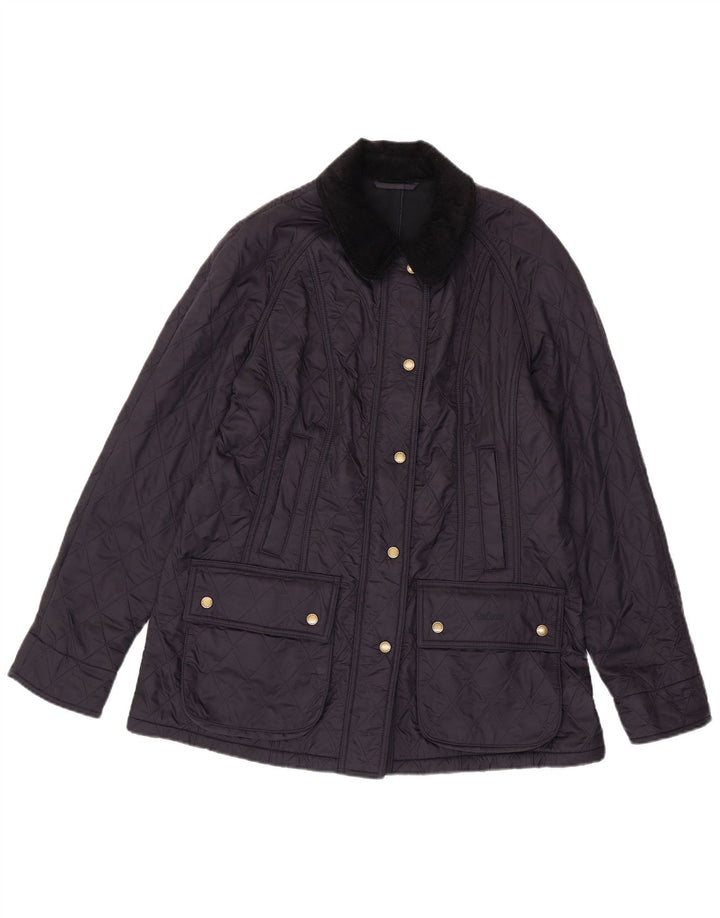 Barbour Quiltet jakke til kvinder UK 14 Large Navy Blue