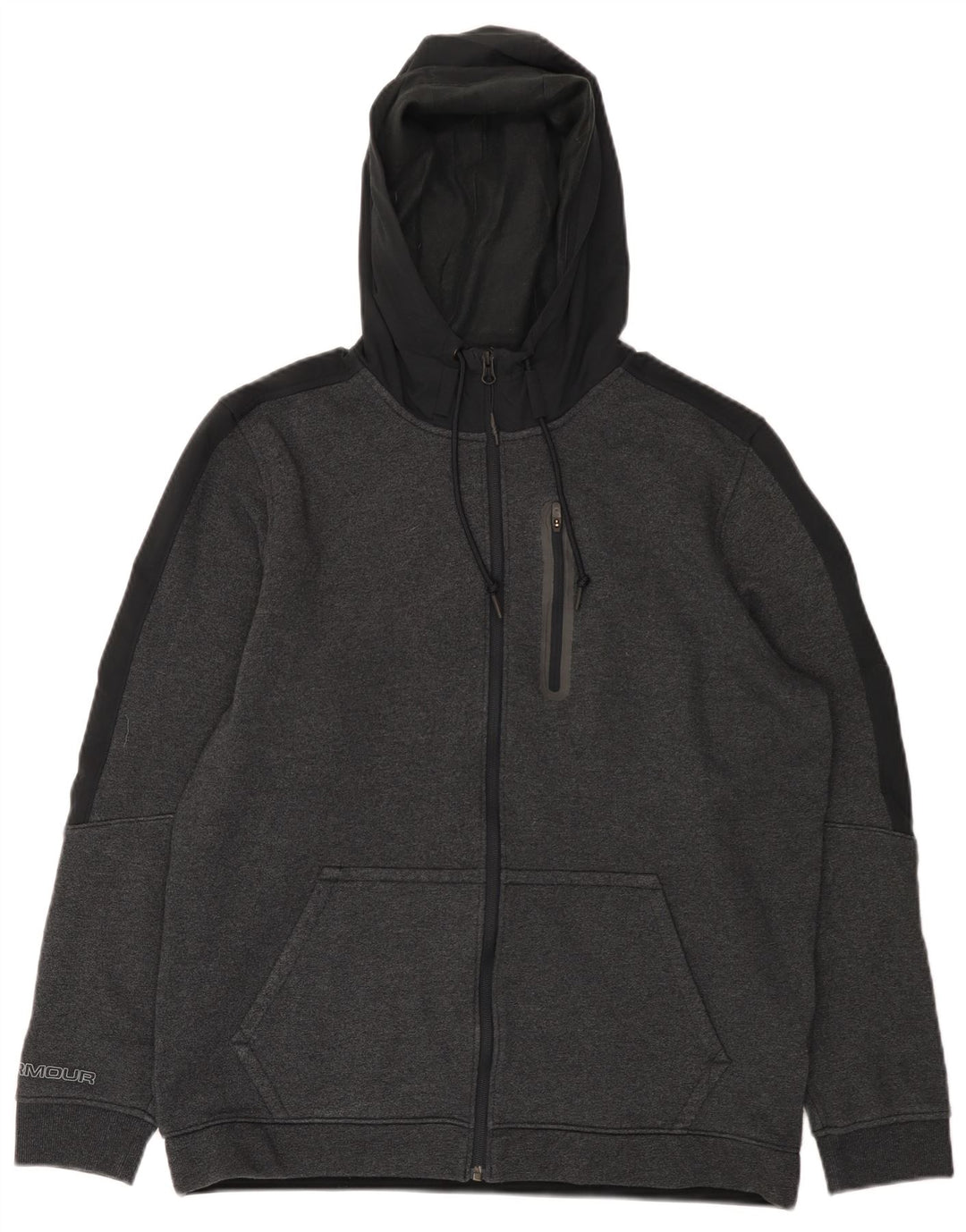 UNDER ARMOUR Herre Cold Gear Hættetrøje Sweater med lynlås Large Grå Colourblock