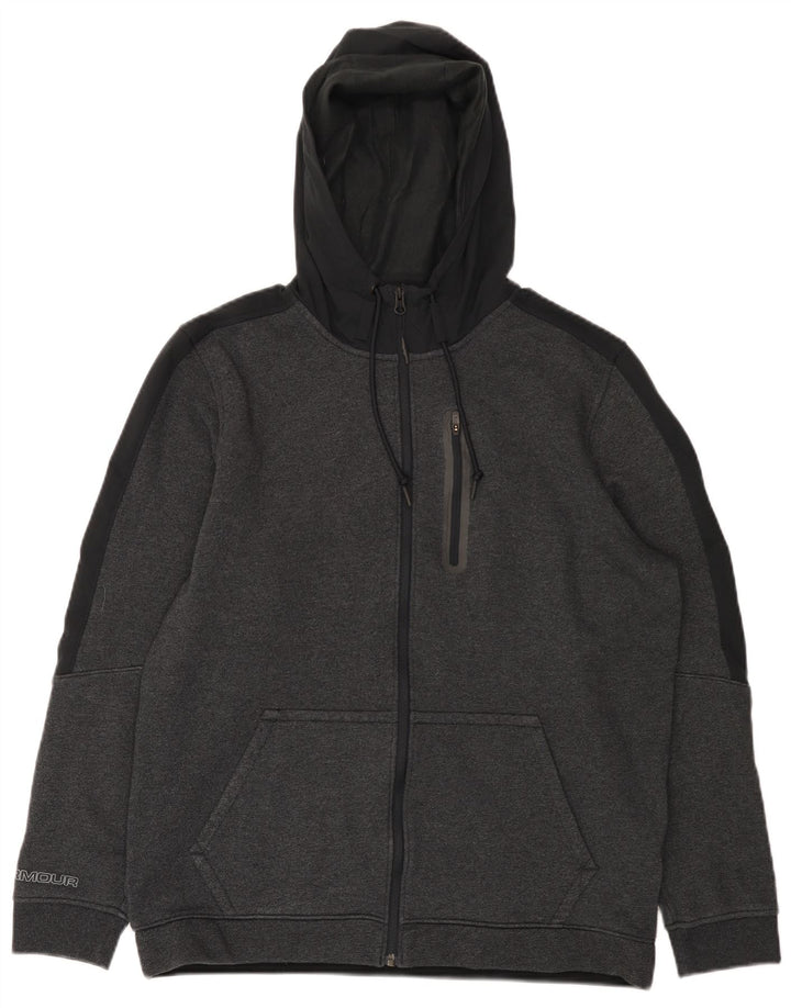 UNDER ARMOUR Herre Cold Gear Hættetrøje Sweater med lynlås Large Grå Colourblock