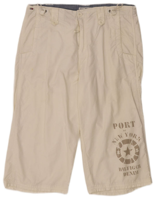 TOMMY HILFIGER Grafiske Bermuda-shorts til mænd Medium W32 Hvid bomuld