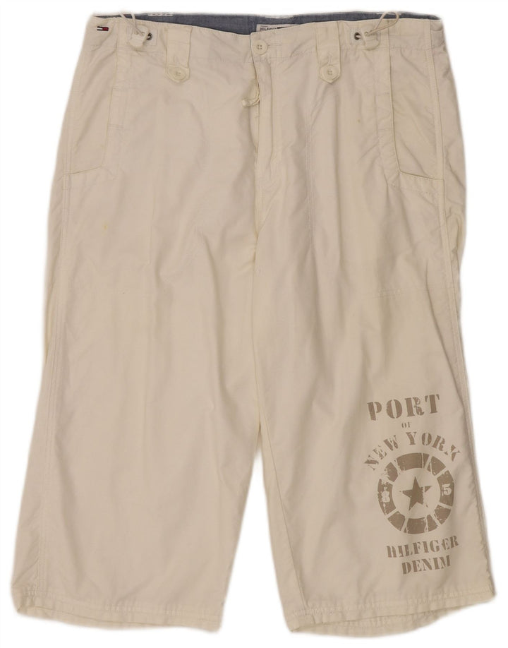 TOMMY HILFIGER Grafiske Bermuda-shorts til mænd Medium W32 Hvid bomuld