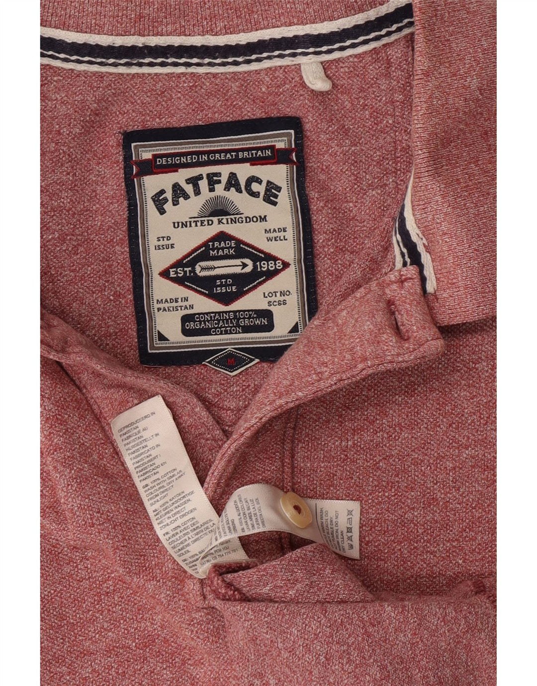 Fat Face Herre Polo Shirt Medium Rød Flecked Bomuld