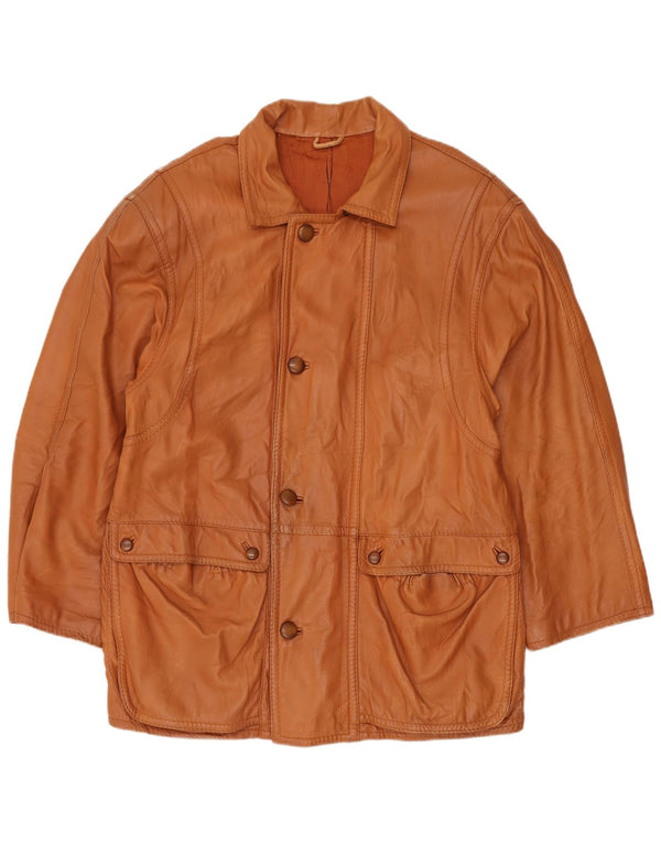 VINTAGE Læderfrakke til mænd IT 54 2XL Brunt Læder