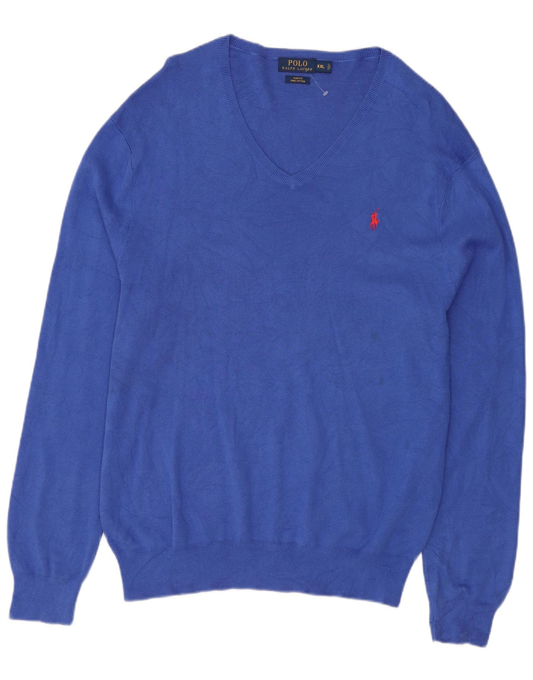 Polo Ralph Lauren Herre Slim Fit V-hals sweater 2XL Blå Bomuld