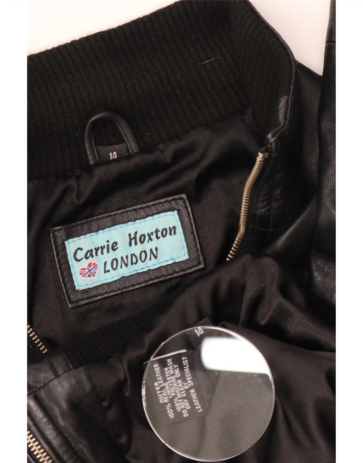 Carrie Hoxton Dame Læderjakke UK 14 Medium Sort