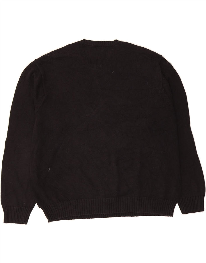 IZOD Mens Crew Neck Jumper Sweater 2XL Black Argyle/Diamond Cotton Vintage Izod and Second-Hand Izod from Messina Hembry 
