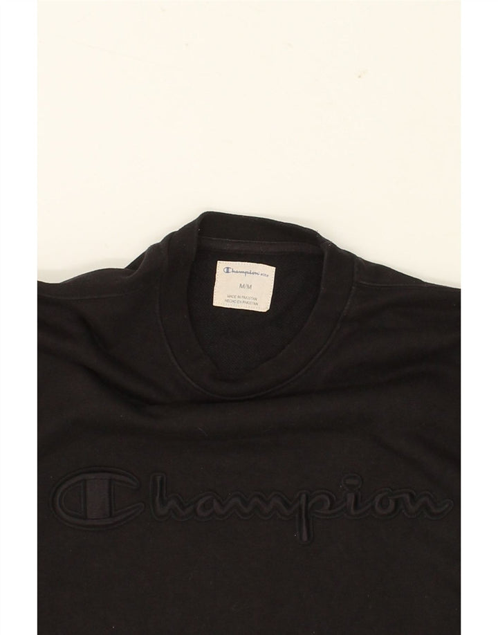 CHAMPION Mens Graphic Sweatshirt Jumper Medium Black Cotton Vintage Champion and Second-Hand Champion from Messina Hembry 