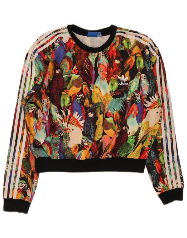 Adidas Womens Crop Sweatshirt Jumper UK 12 Medium Flerfarvet