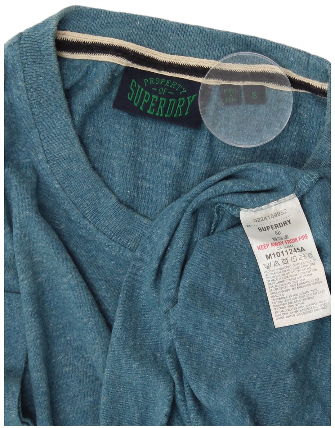 SUPERDRY T-shirt top til mænd, lille blå flækket bomuld