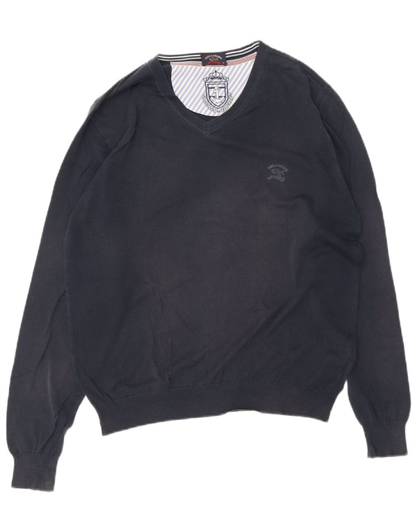 Paul & Shark Herre Yachting V-hals sweater Medium marineblå bomuld