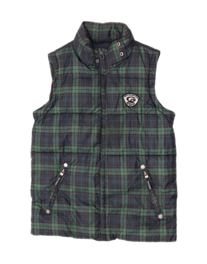 Geox Boys Polstret Gilet 9-10 år grøn ternet polyester