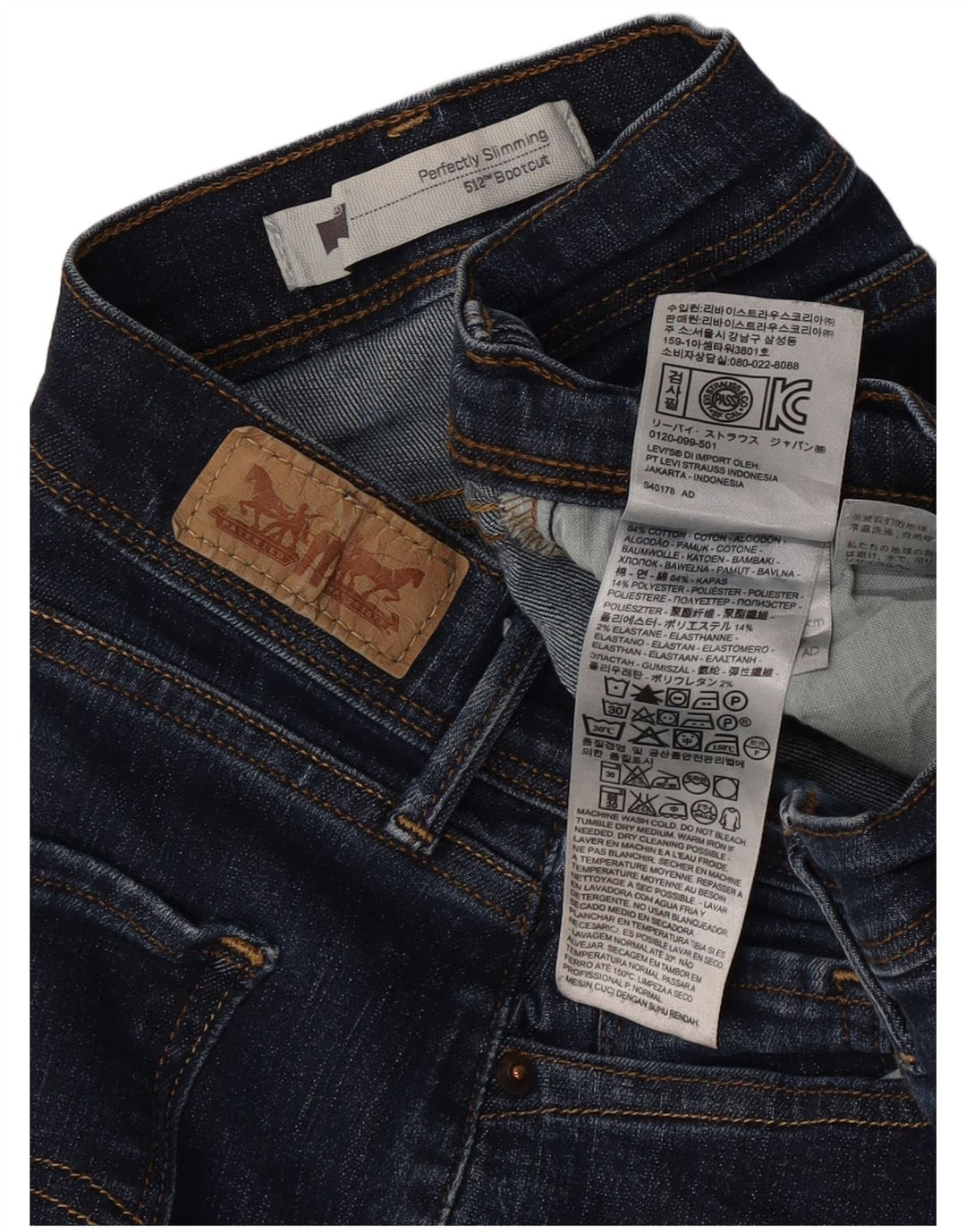 Levi's Womens 512 Perfectly Slanking Bootcut Jeans W32 L34 Marineblå Bomuld