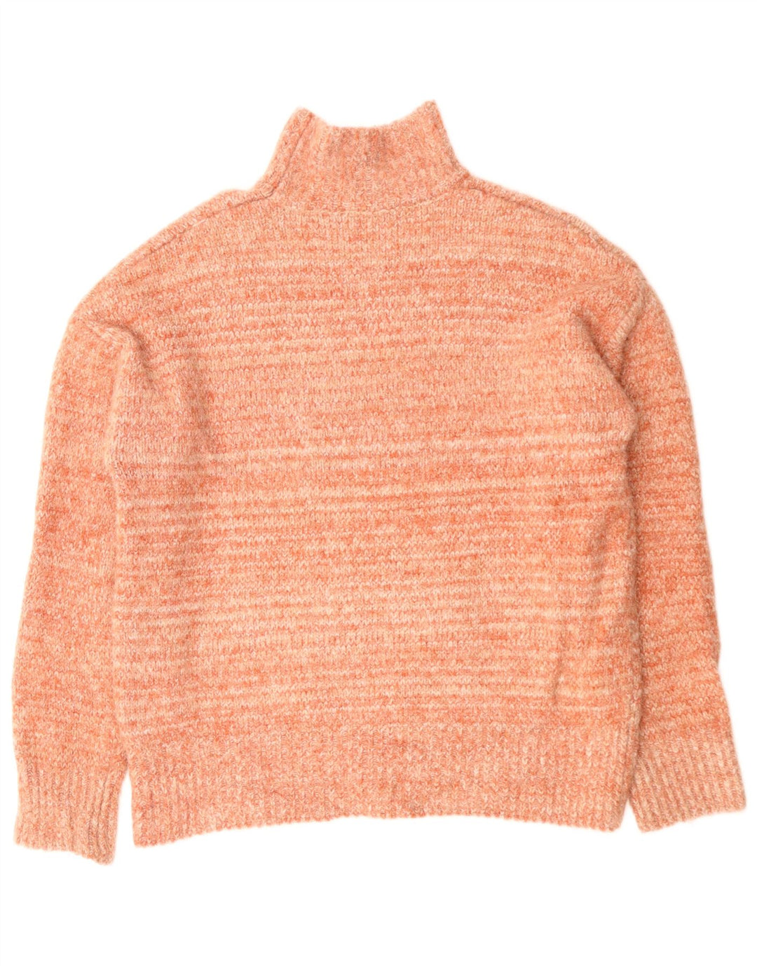 ZARA Dame Oversized Turtle Neck sweater UK 6 XS Orange Polyester