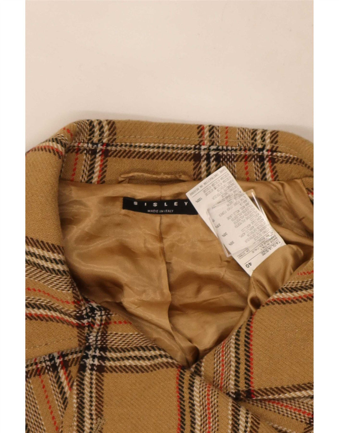 Sisley Dame 4 Button Blazer Jacket IT 40 Small Beige Ternet akryl