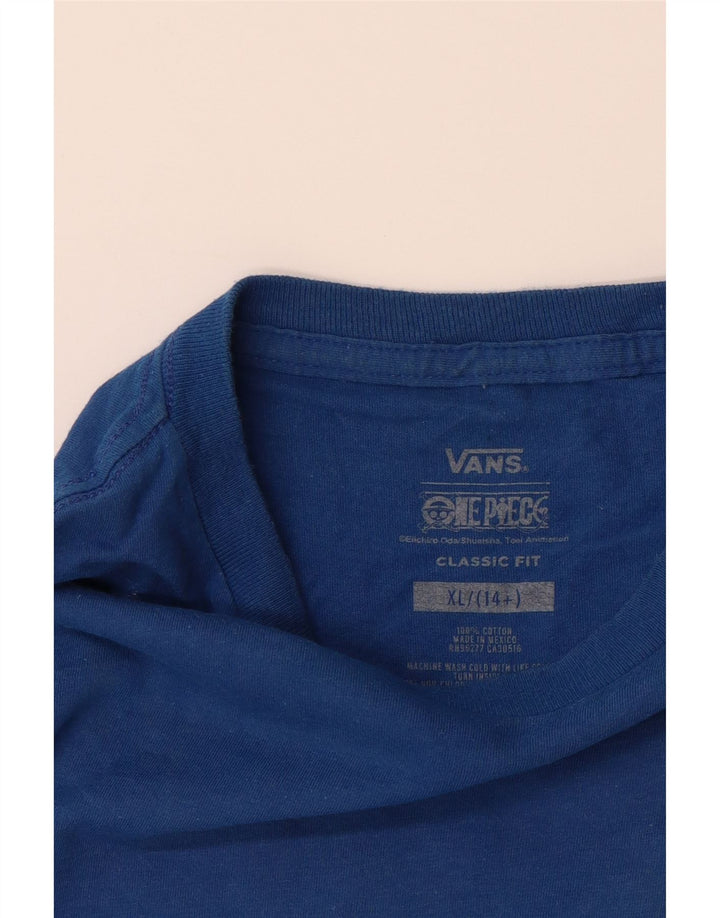 VANS Boys Straw Hat Crew Grafisk Top Langærmet 14-15 år XL Blå