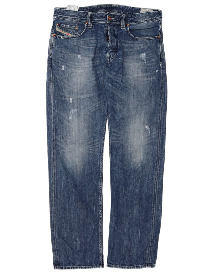 Diesel Herre Larkee-Relaxed Distressed Straight Jeans W34 L32 Blå