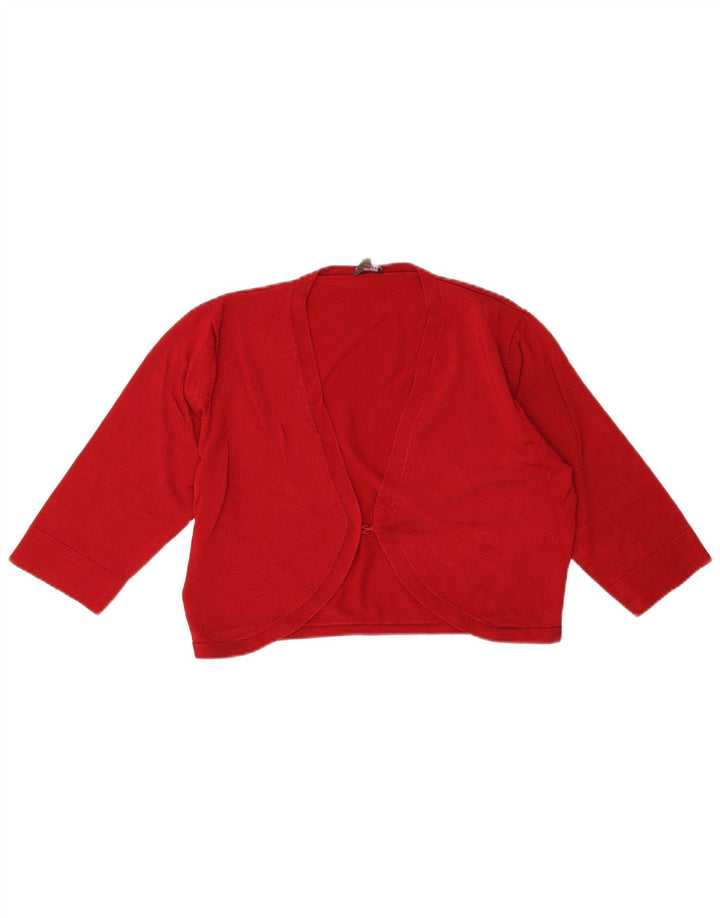 Phase Eight Dame 3/4-ærmet Crop Cardigan Sweater UK 14 Medium Rød