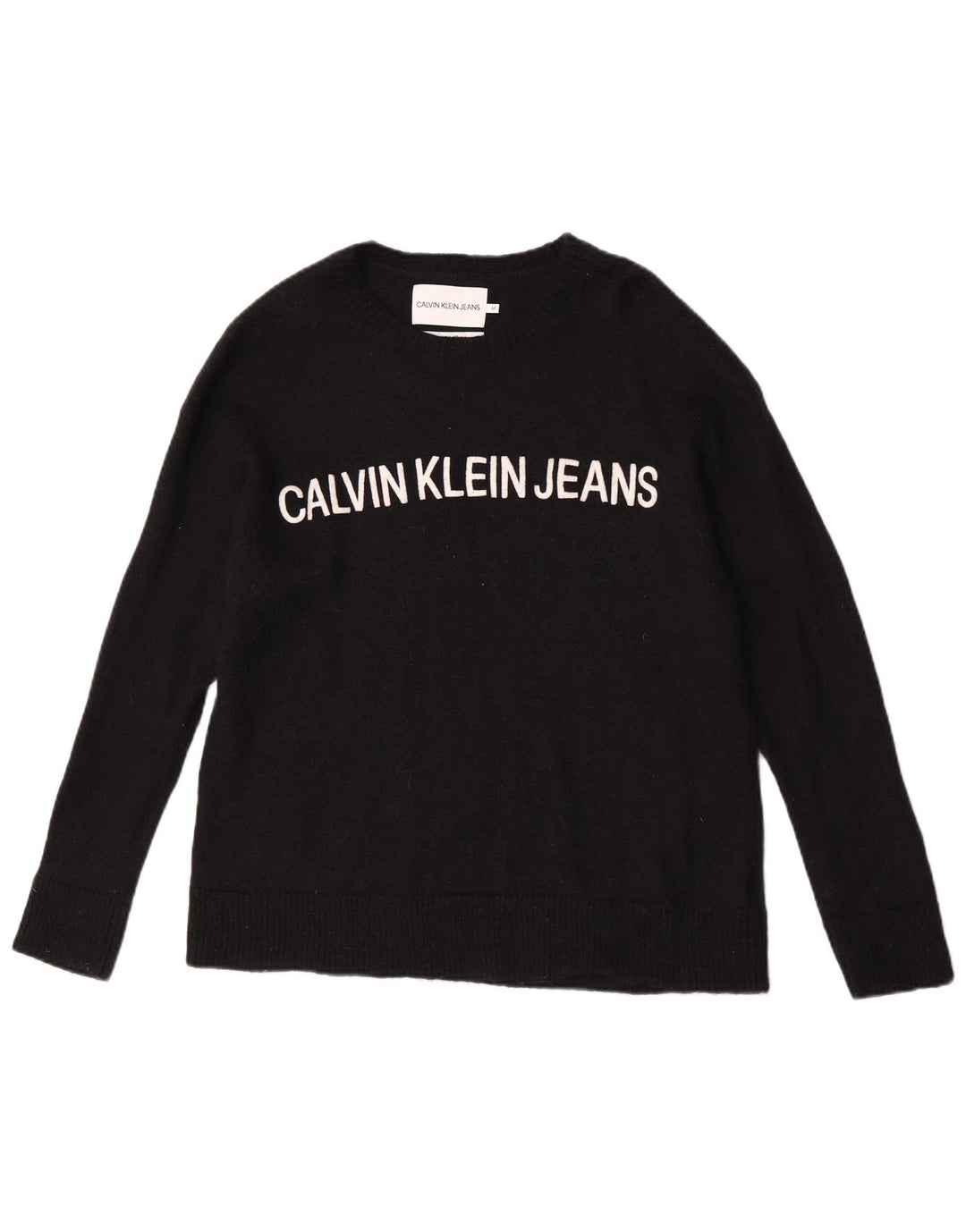 Calvin Klein Jeans Herre Grafisk Boat Neck Jumper Sweater Medium Sort