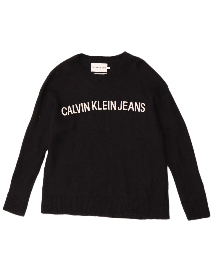 Calvin Klein Jeans Herre Grafisk Boat Neck Jumper Sweater Medium Sort