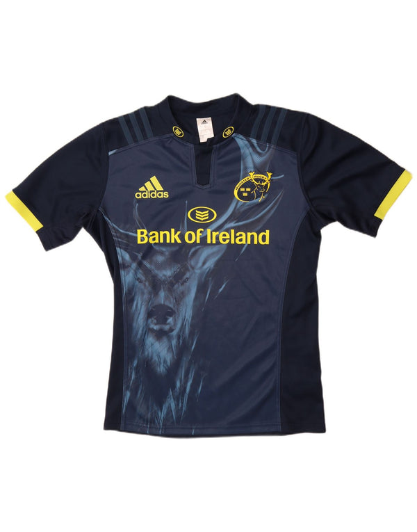 Adidas Herre Munster Rugby grafisk T-shirt Top Stor marineblå farveblok