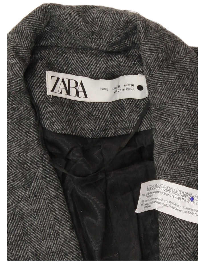 Zara Dame 1 Knap Blazer Jacket UK 10 Small Grå Sildebens Polyester