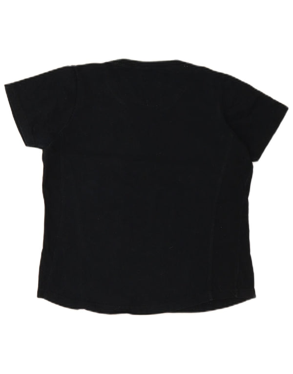 CHAMPION Dame T-Shirt Top UK 10 Small Navy Blue Bomuld