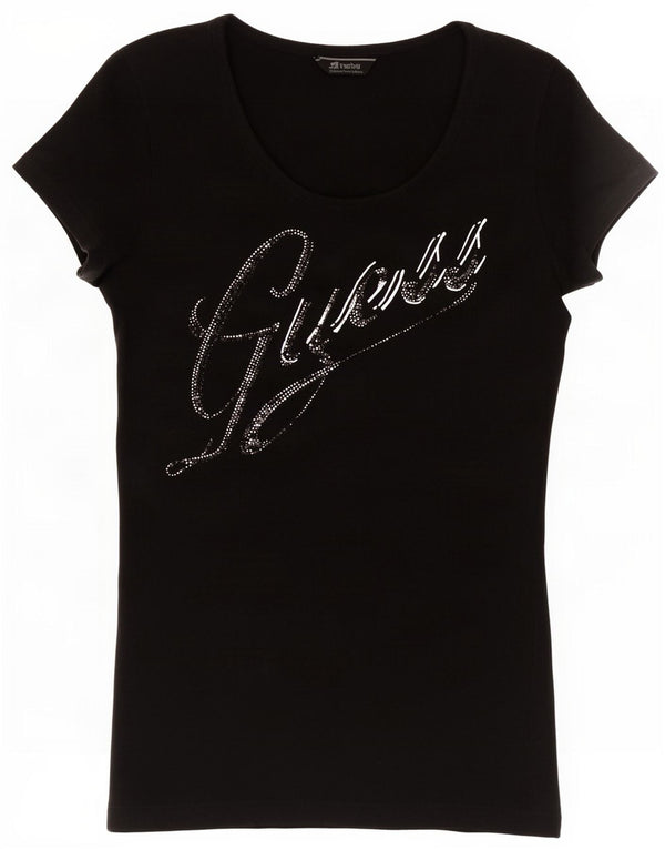 Guess Womens Grafisk T-Shirt Top UK 8 Small Black