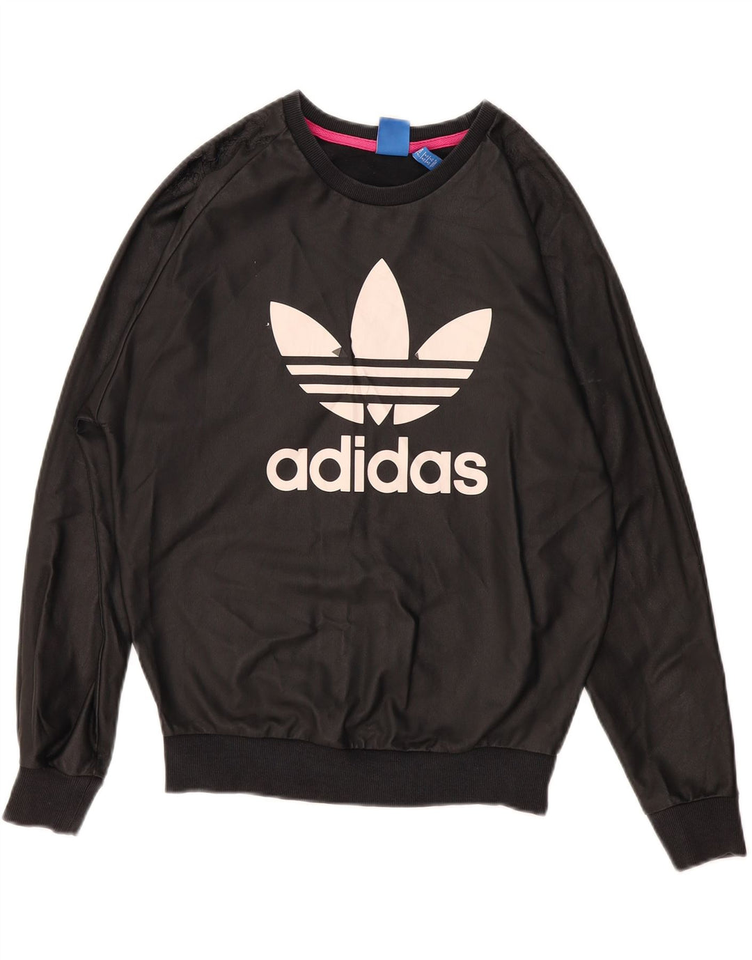 Adidas Dame Grafisk Oversized Sweatshirt Jumper UK 8 Lille Sort