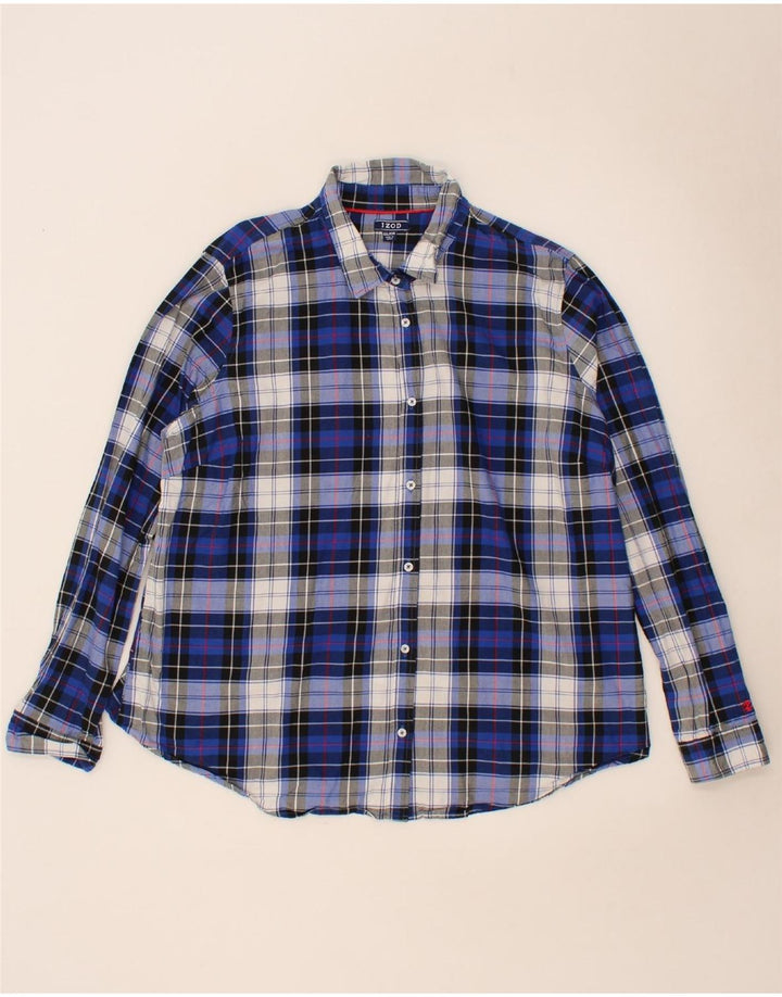 IZOD Womens Shirt UK 20 2XL Navy Blue Check Cotton Vintage Izod and Second-Hand Izod from Messina Hembry 