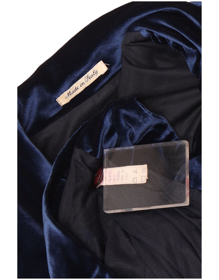 Vintage Dame 5-knaps Velour Blazer Jakke UK 12 Medium Navy Blue