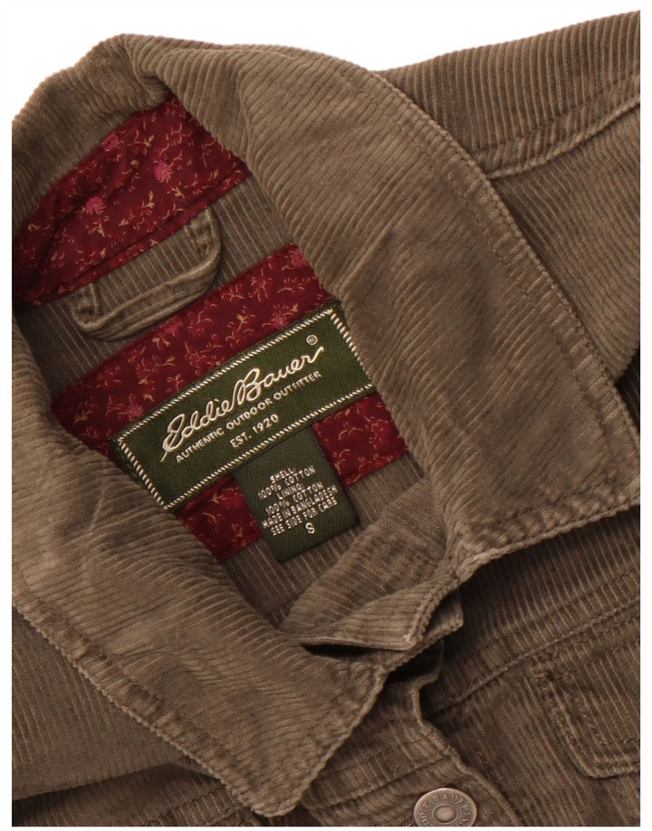 Eddie Bauer Dame Loose Fit Corduroy Jacket UK 10 Small Khaki Cotton