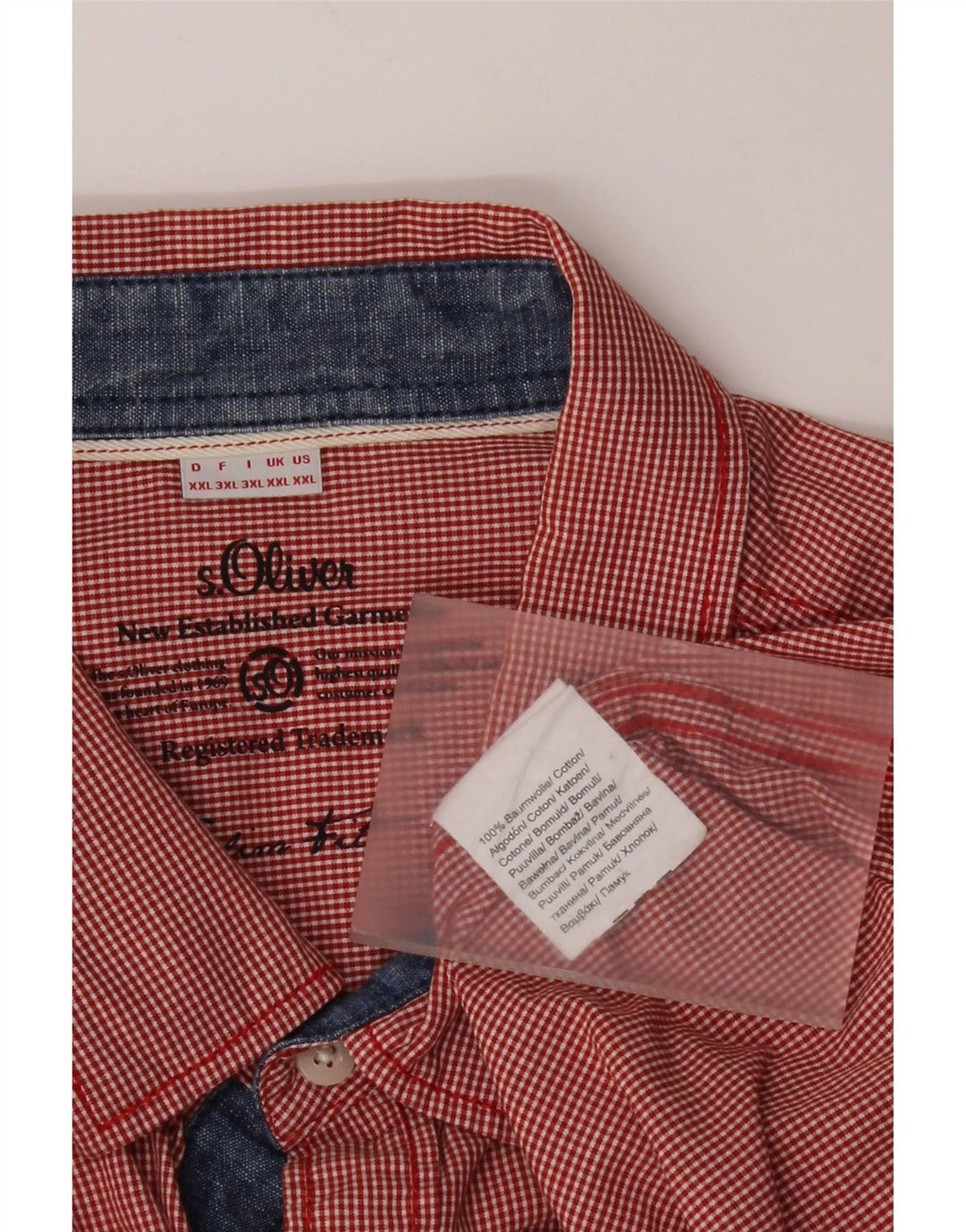 S.Oliver Herre Slim Fit skjorte 2XL Rød Gingham Bomuld