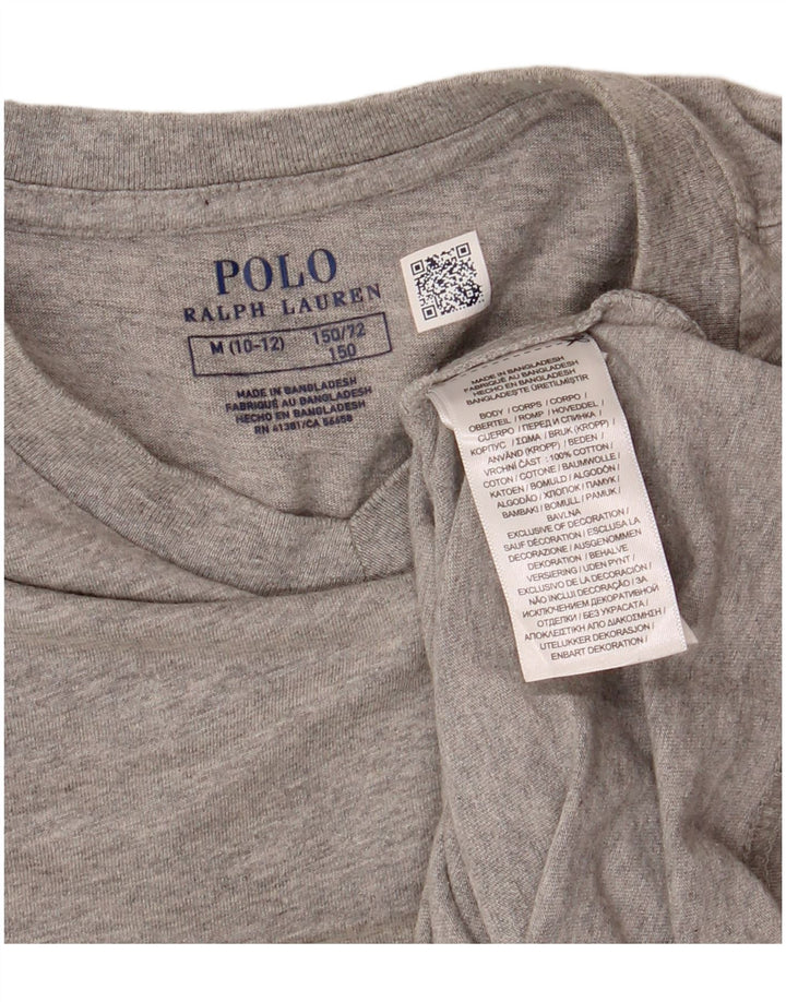 POLO RALPH LAUREN T-shirt top til piger 8-9 år mellemgrå flækket bomuld