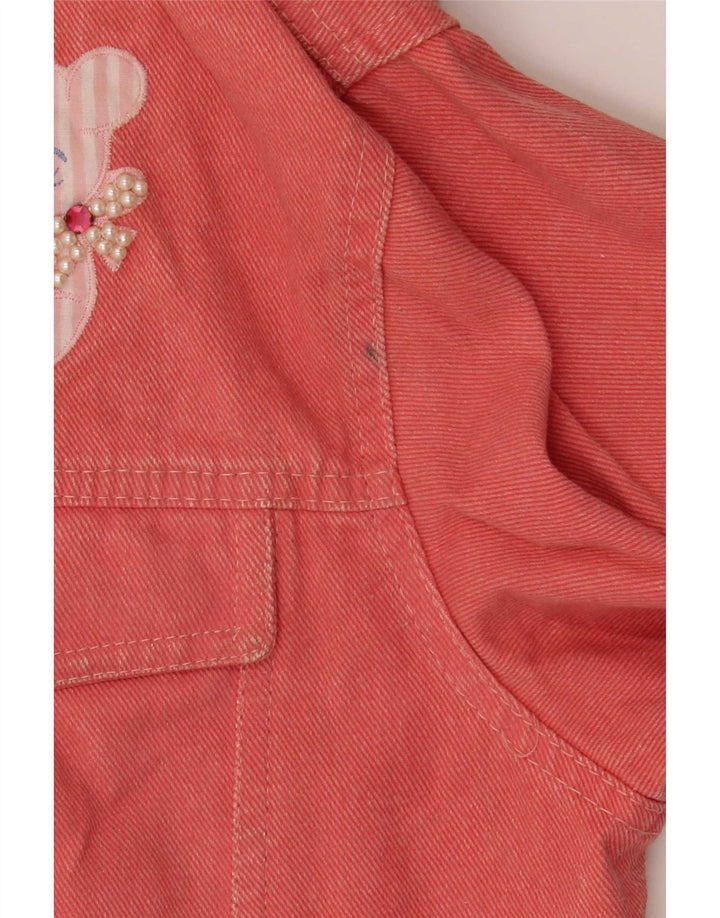 Vintage Dame Bamse Grafisk denimjakke IT 42 Medium Pink Bomuld