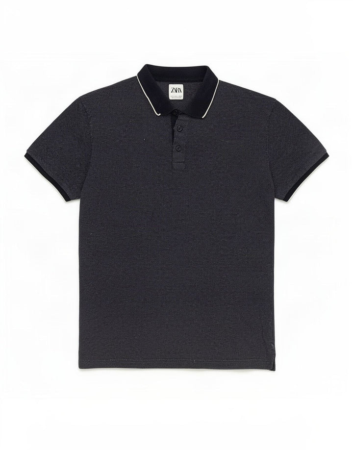 Zara Polo Shirt til mænd Large Navy Blue Flecked