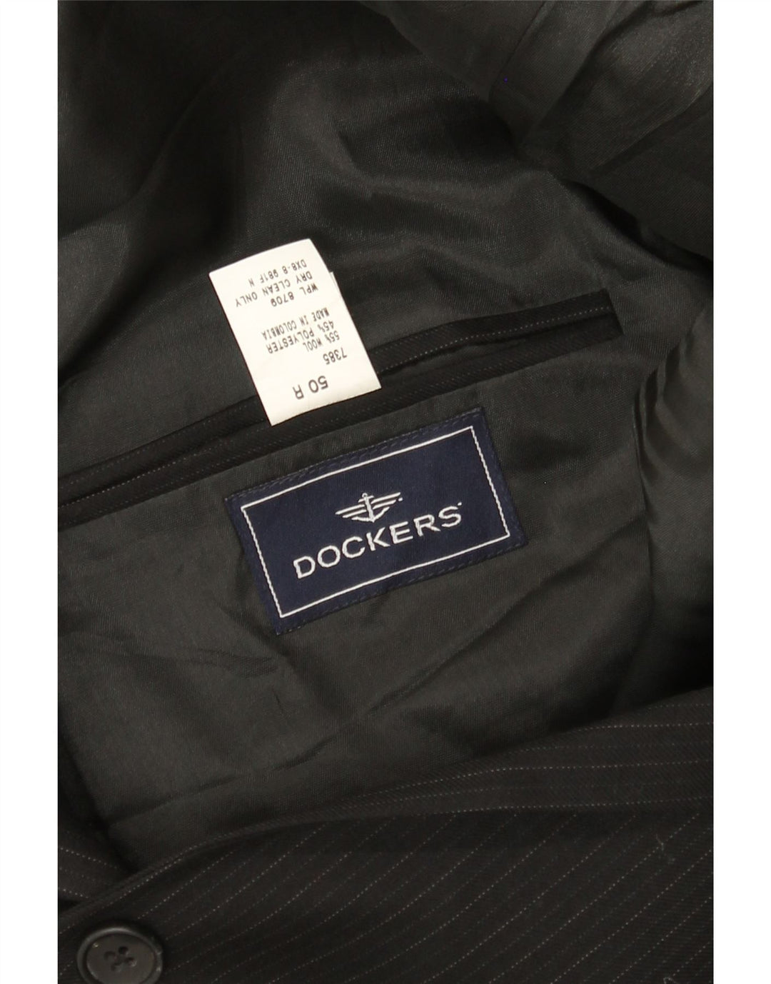 Dockers Herre 2-knaps blazerjakke IT 50 Stor sort nålestribet uld