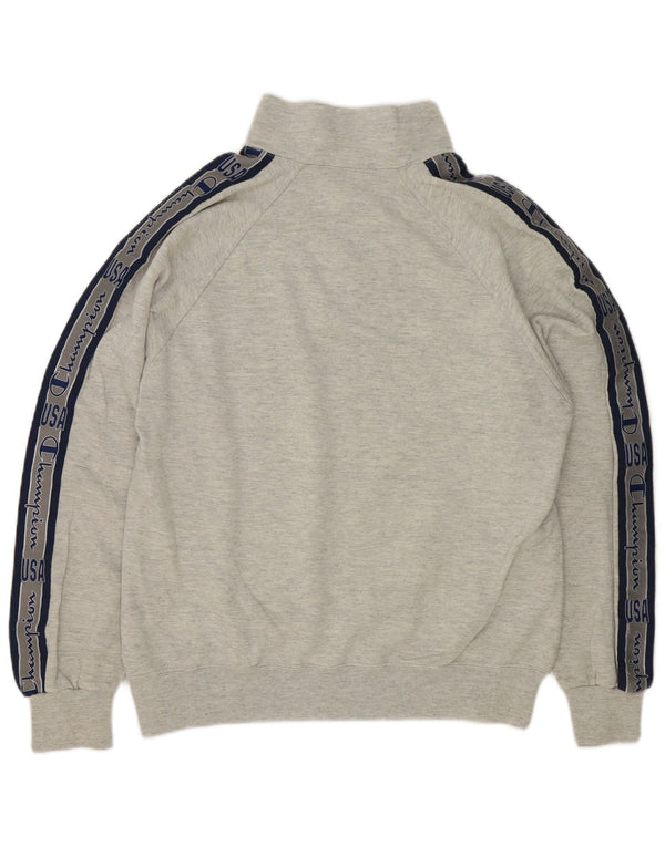 Champion Herre grafisk lynlås-sweatshirt Jumper Medium Grey Colourblock