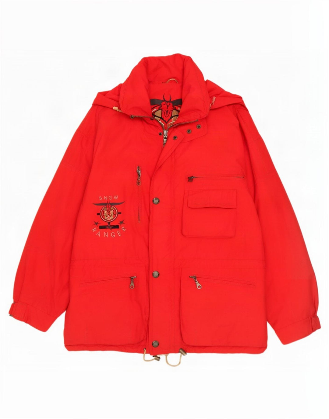 Vintage Herre Utility Jacket IT 54 2XL Rød Polyamid