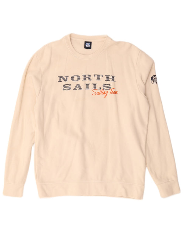 North Sails Herre Grafisk Sweatshirt Jumper XL Off White Bomuld
