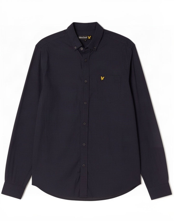 Lyle & Scott herreskjorte medium marineblå plettet bomuld