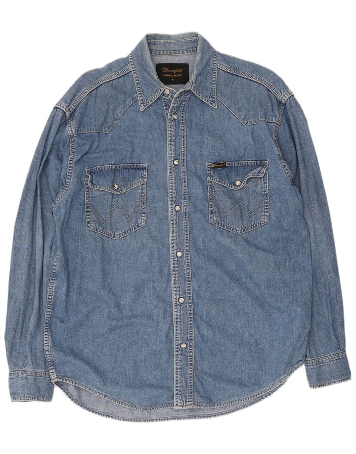 Wrangler denimskjorte til mænd Medium blå bomuld