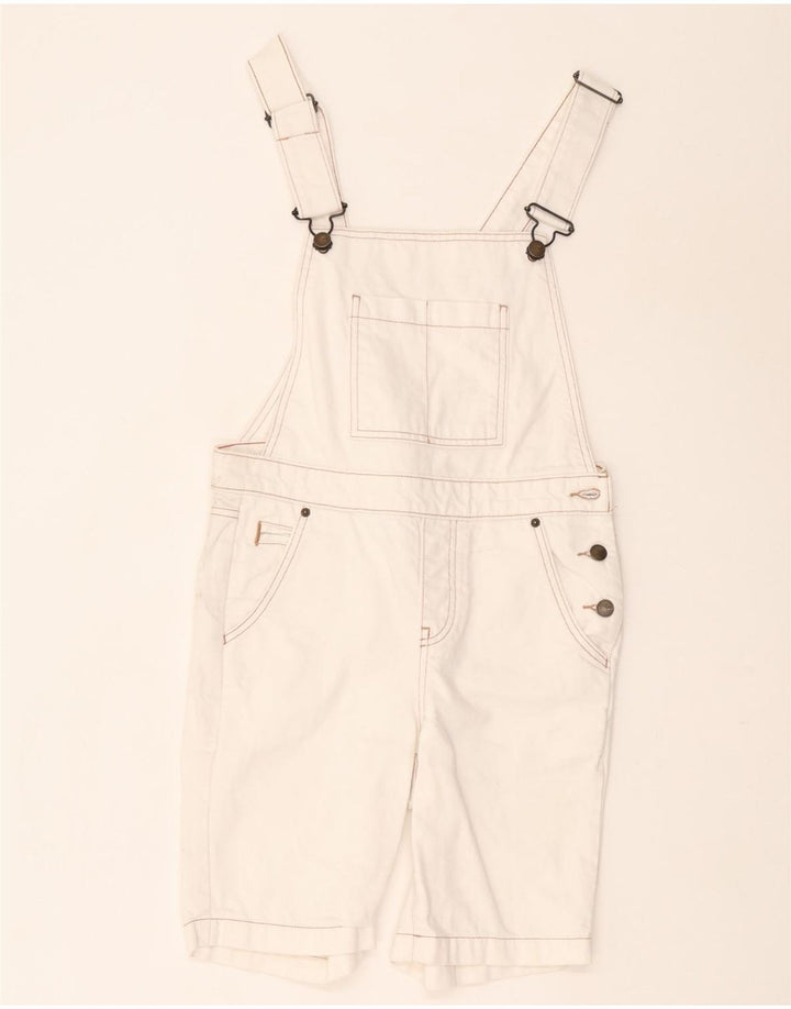 White Stuff Dame Dungarees Shorts UK 8 Small W30 White Bomuld
