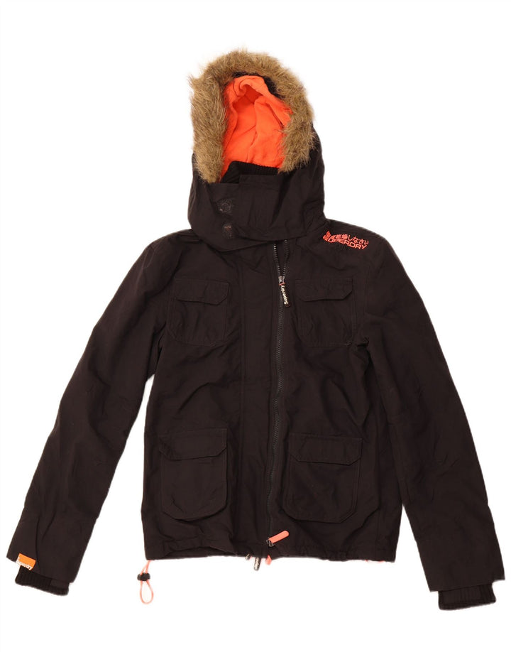 SUPERDRY Womens The Windcheater Windbreaker Jacket UK 10 Small Black